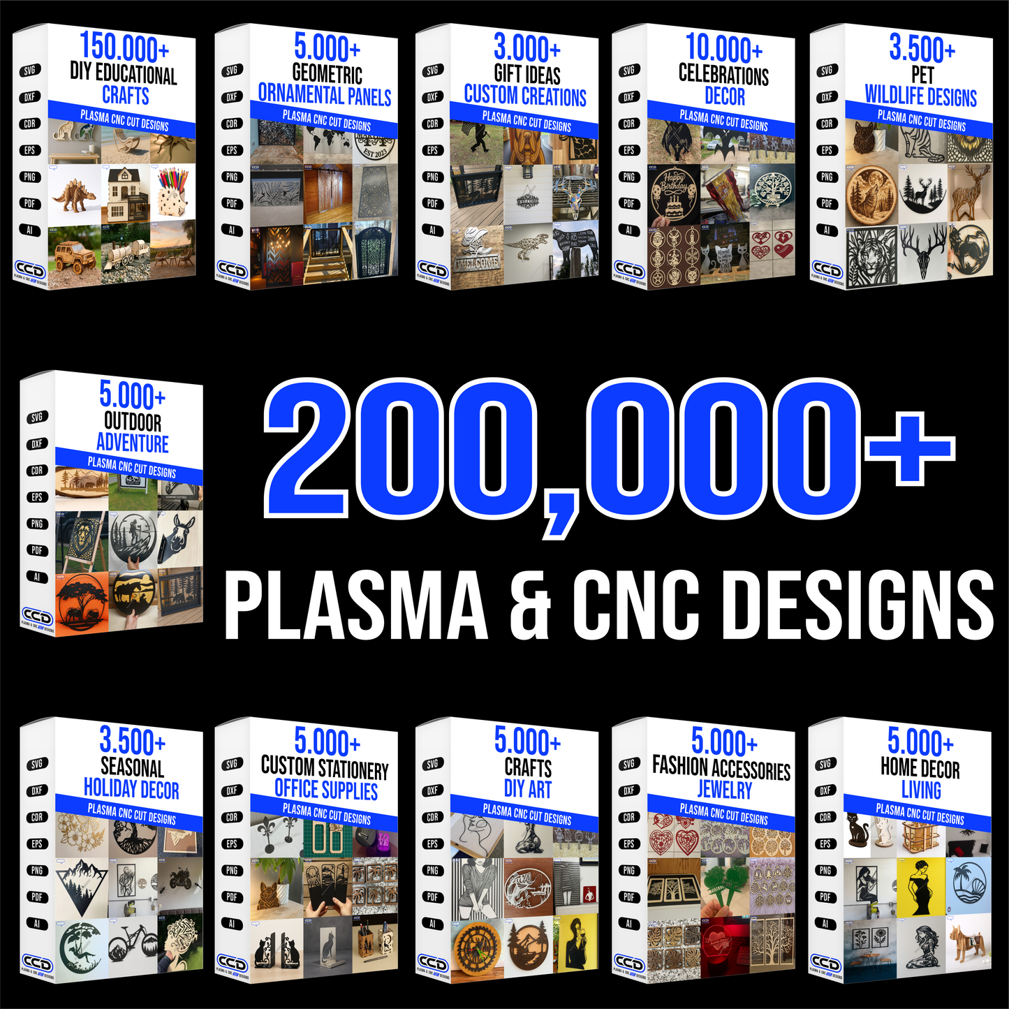 200.000+ CUTTING MACHINE DESIGNS / PLASMA CNC FILES BUNDLE