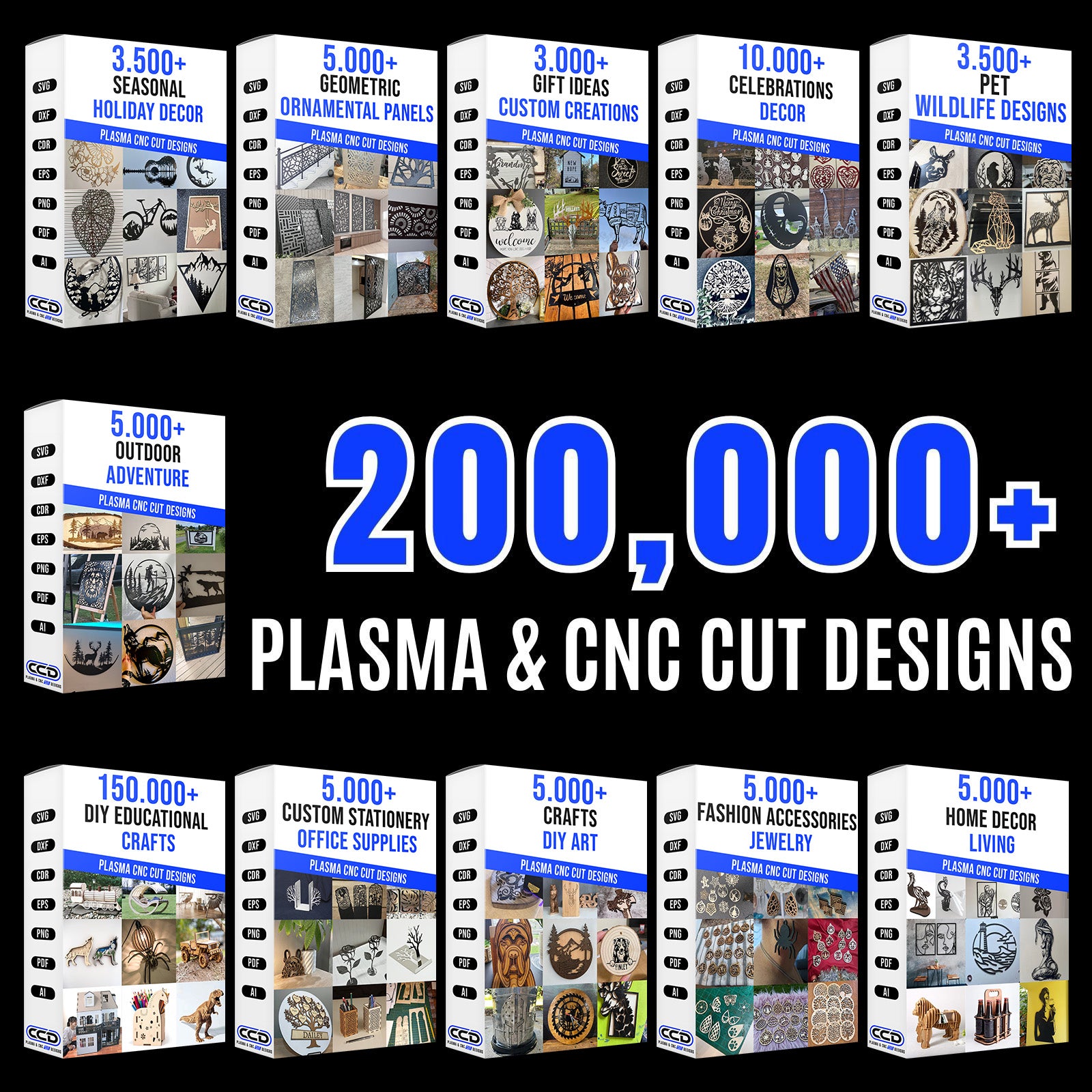 CNC Cut Designs - DXF Files for Plasma - DXF Design CNC Designs Bundle ...